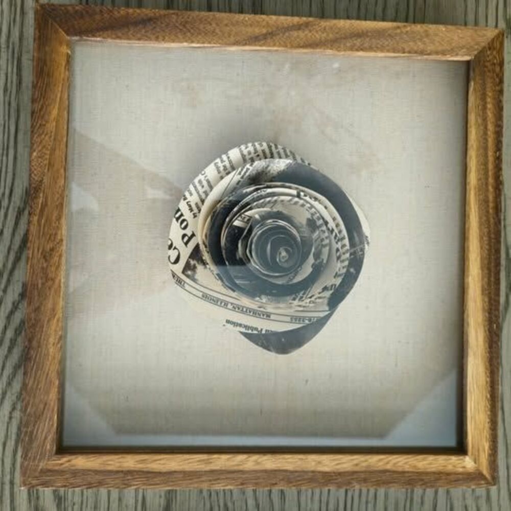 Handmade Framed 3D Newspaper Paper Rose Artsy Whimsical Floral Home Decor